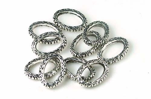 10 Antique Silver Pewter Oval Ring Link 16x12mm