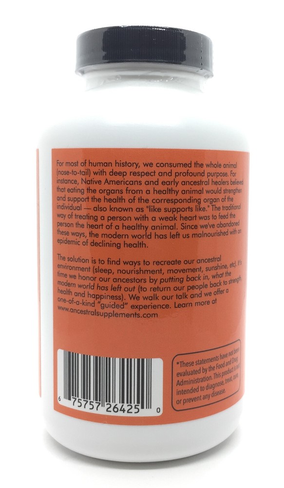 Ancestral Supplements Grass Fed Beef Thyroid 500 mg 180 Caps