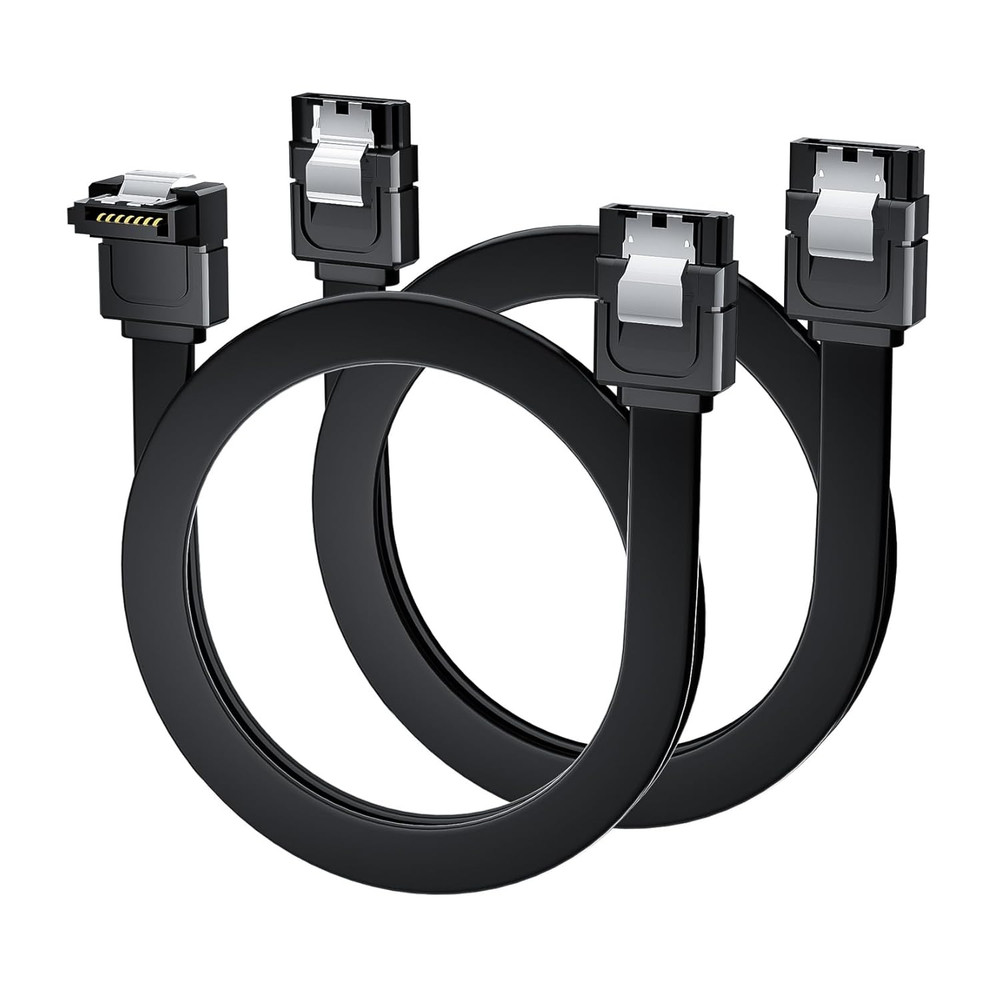 SATA Cable III Right Angle & Straight, 2-Pack SATA Data Cables 90 Degree + SATA