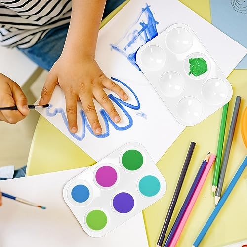 50 PCS White Plastic Watercolor Palette, 6 Well Rectangular Paint rectangle50