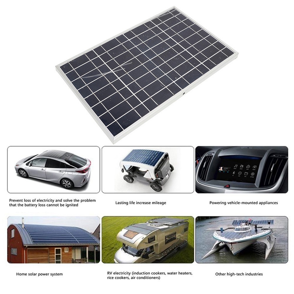 12V 24V Framed Solar Panel with 60A Controller Waterproof Battery Clip