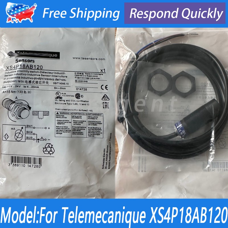 NEW For Telemecanique XS4P18AB120 Inductive Proximity Switch Sensor 12-24V 3Pin