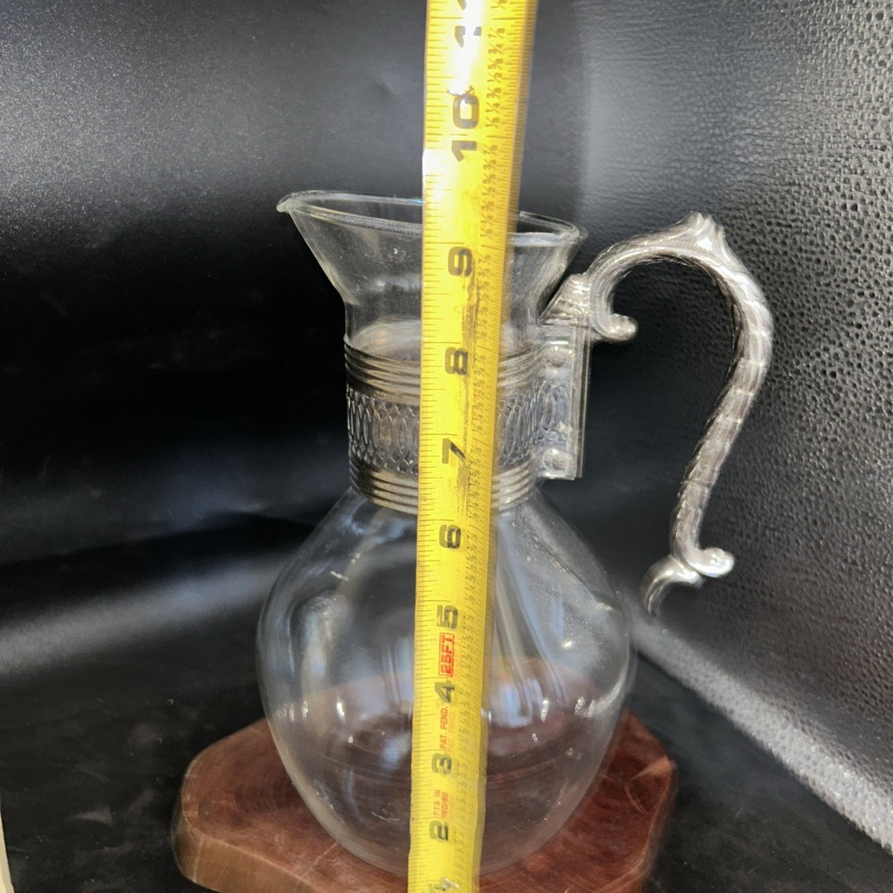 Vintage 9” Silverplate Glass Pitcher