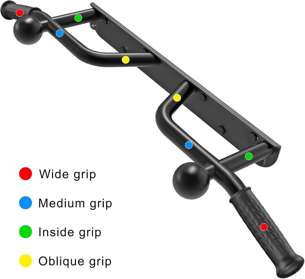 Heavy Duty Wall C: Mount Pull Up Bar With 2 Rings & Balls