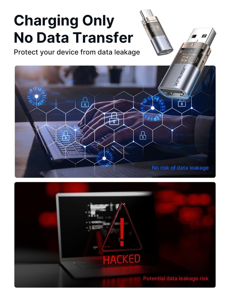 JSAUX USB Data Blocker & C (4-Pack), 4 Pack, Grey