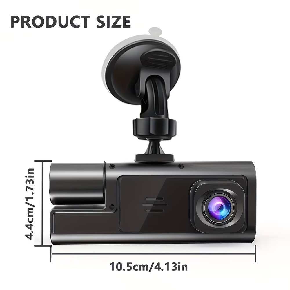 1080P Dual Dash Cam Front & Inside Car Camera IR Night Vision Loop Recording DVR