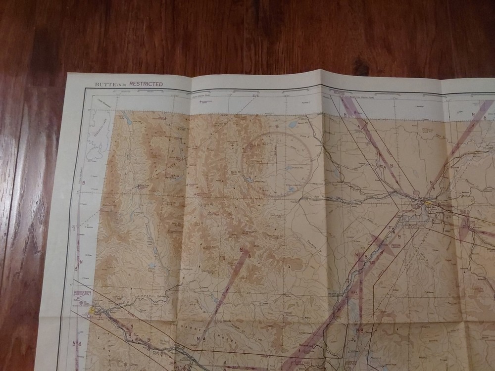 WWII BUTTE MT RESTRICTED 1944 Regional Aeronautical Pilot Chart Map AAF