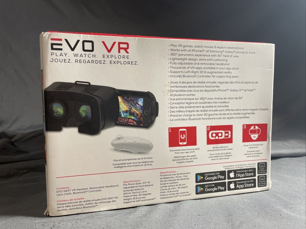 EVO VR NEXT Virtual Reality Headset/Controller for Smart Phone--(2016) New