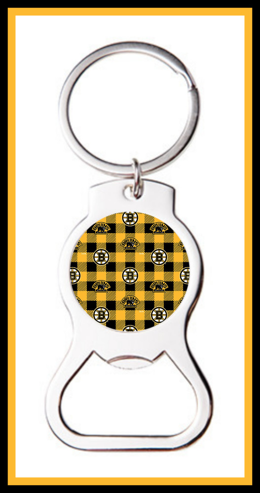 BOSTON BRUINS CUSTOM BOTTLE OPENER KEYCHAIN KEY RING - STOCKING STUFFER GIFT