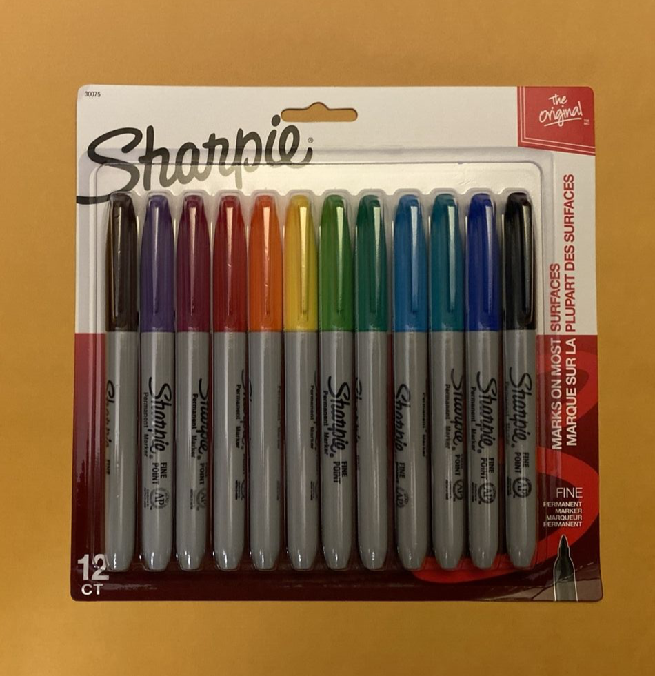 SHARPIE Permanent Markers, Fine Point, Assorted Colors, 12 Count