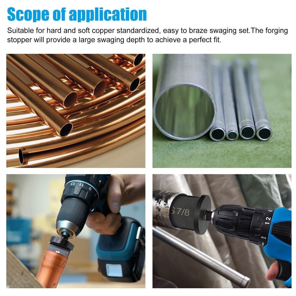 6-Piece Copper Pipe Expander and Swaging Tool Set for HVAC Projects