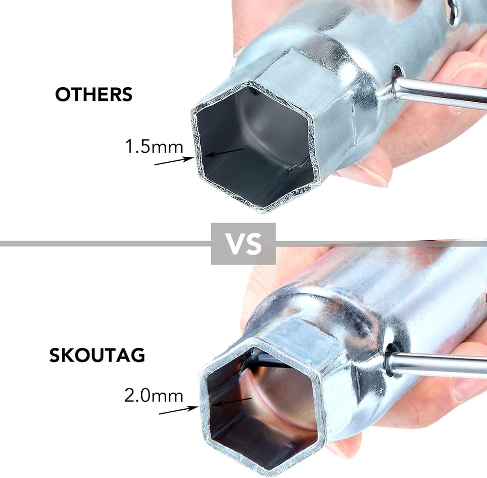 RV Water Heater Element Wrench Socket, Dual Hex Removal Tool Silver