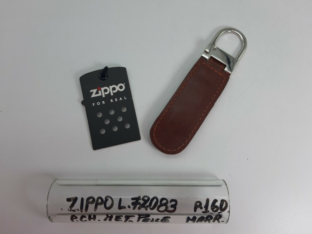 Keychain - Leather/Metal - Chrome/Brown - Cod.L72083 - Zippo