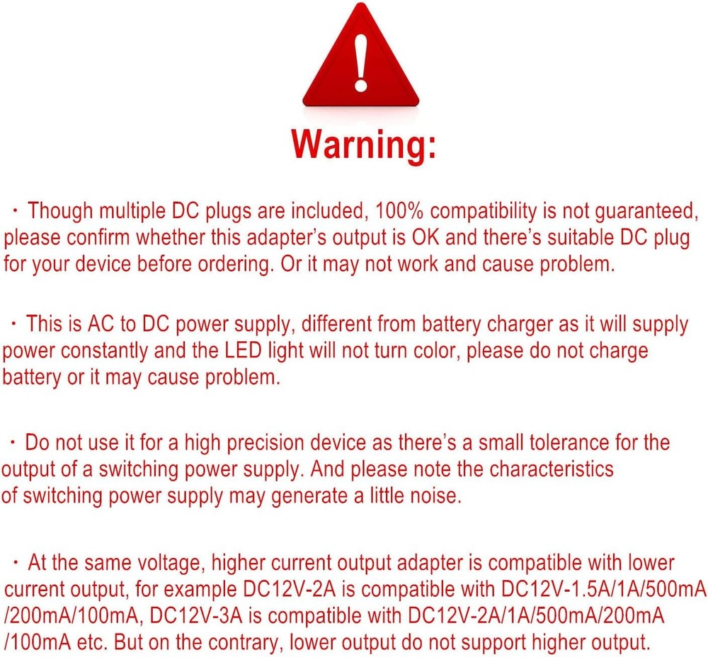 DC12V Power Supply 1A 12V AC Adapter with 11 Changeable DC Plug Tips...