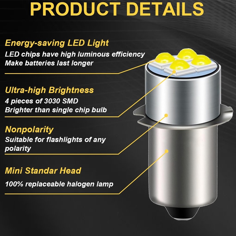 6X 19.2Volt P13.5S White LED Flashlight Bulbs For Sears Craftsman C3 19.2V Light