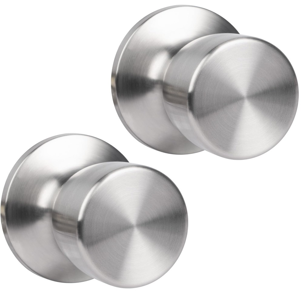 HOSOM 2 Pack Dummy Door Knobs, Keyless Closet Knobs 2 Pack, Satin Nickel