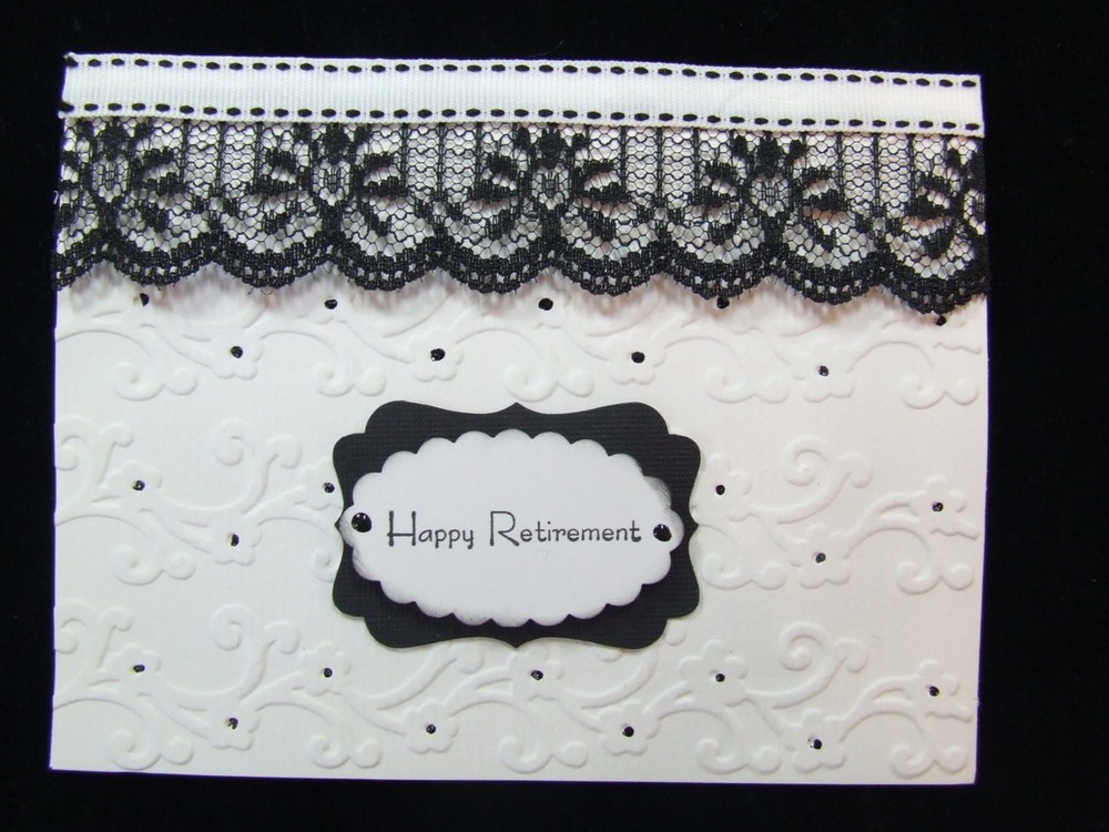 Handmade RETIREMENT Card EMBOSSED LACE  Using Stampin UP! 3D