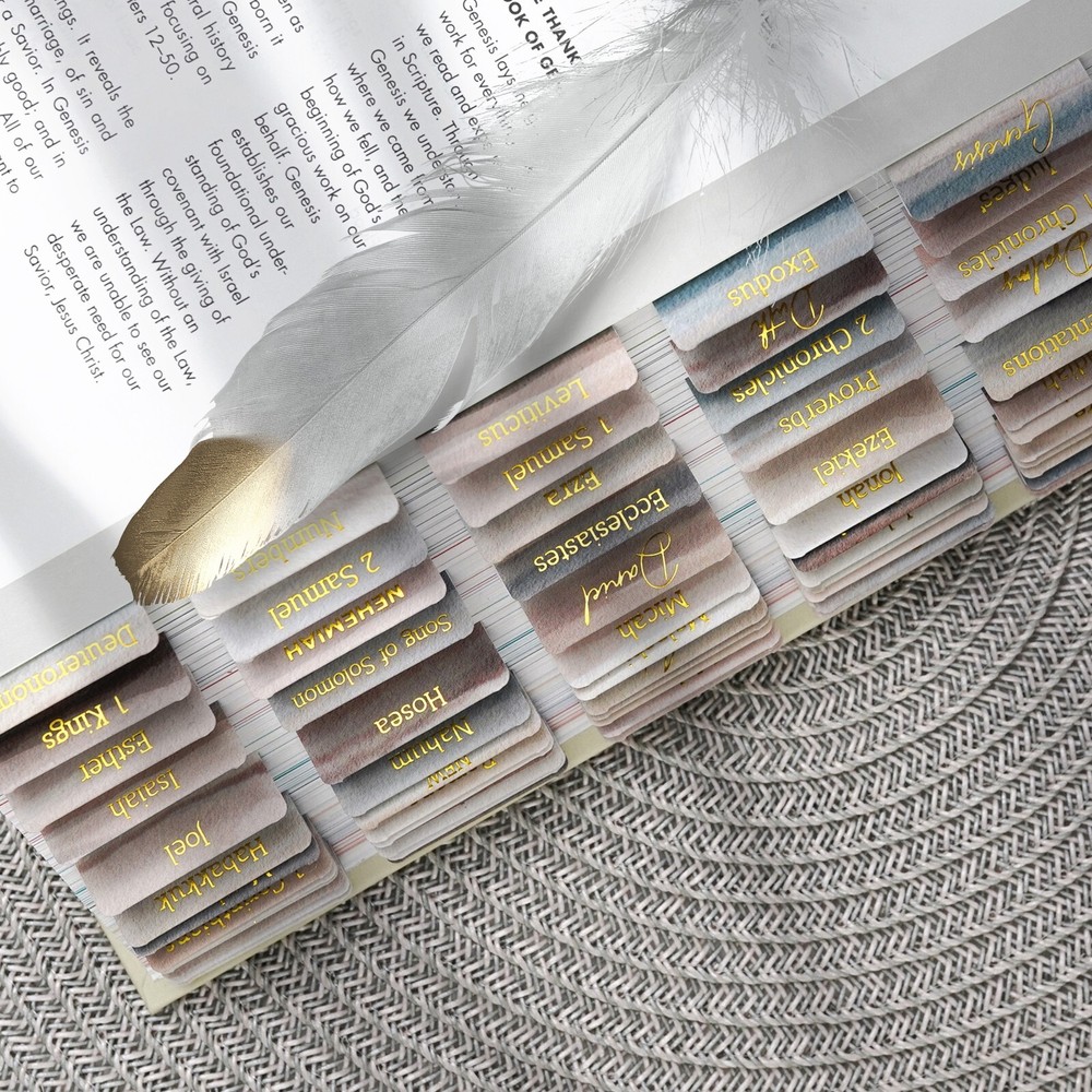 OFFILICIOUS 100 Golf-Foiled, Soft-Touch, Laminated Bible Tabs for Bible Study