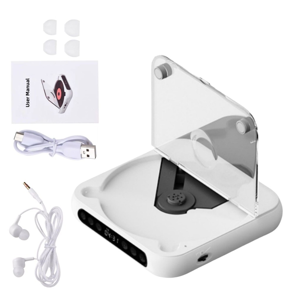 5V2A Bluetooth 5.3 Multi-function CD Player W/Wired Earphone CD/USB/3.5mm AUX