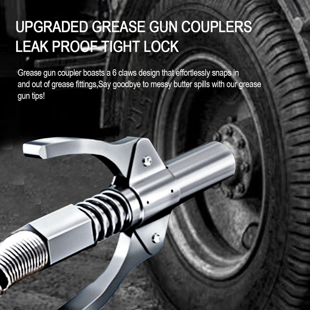 2PCS Grease Gun Coupler Grease Gun Lock Coupler Grease Gun Tips Locking Greas...
