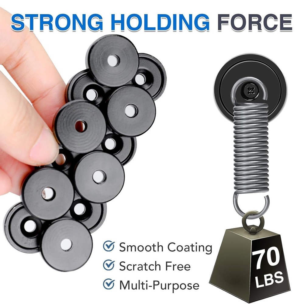 12-Pack Heavy-Duty Neodymium Cup Magnets - 70 lbs+ Pull Force, Easy Mounting