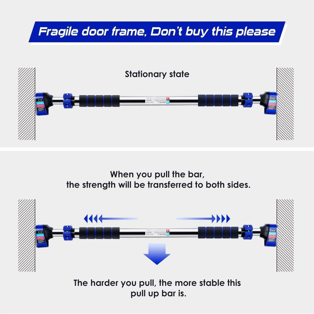 Doeplex Pull Up Bar Door Exercise Workout Bar with 27.6"-35.4'' Adjustable Width