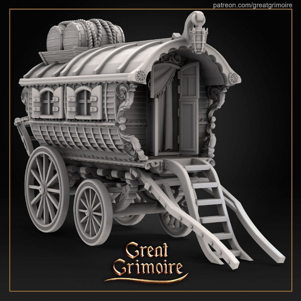 Vardo Gypsy Caravan Miniature | D&D DnD |