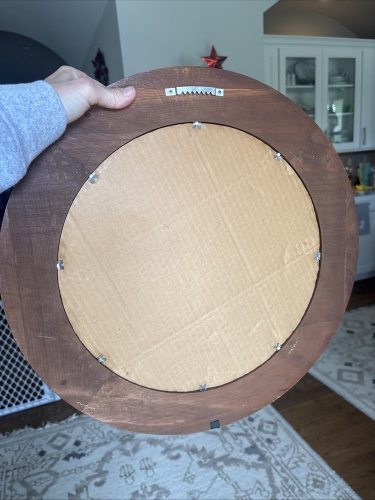 Gorgeous MCM Vintage Walnut? Circle Mirror 18”