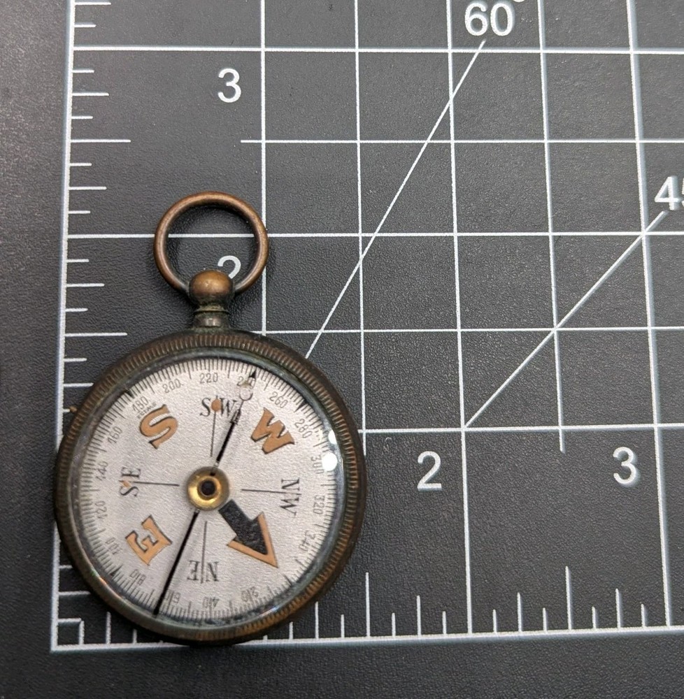 Vintage Pocket Compass Floating Dial Brass Case *Read*