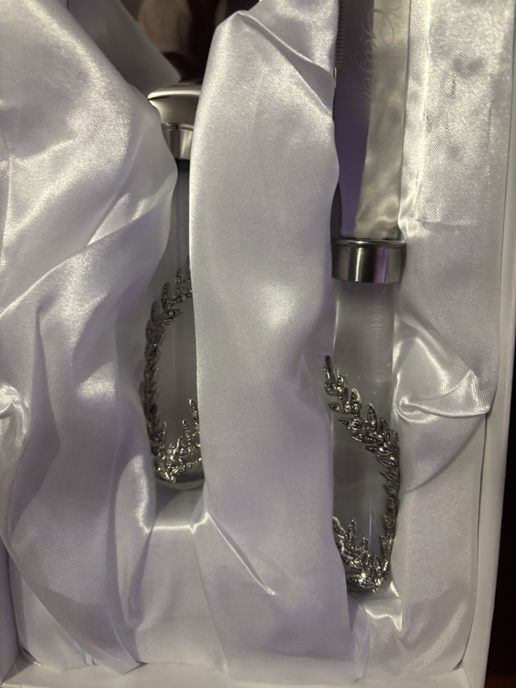 ENGRAVED Wedding Cake Knife Server Set Personalized “July 1, 2017” & “Name”