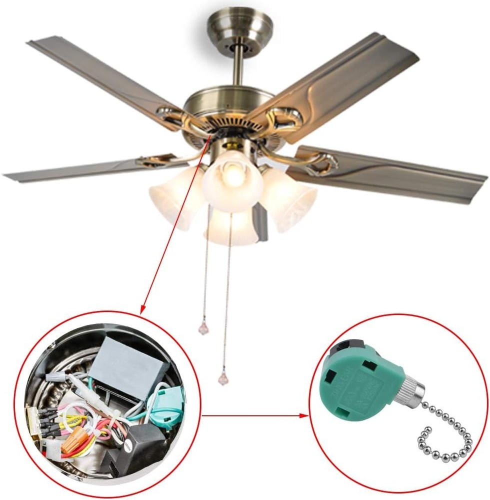 3 Pack Ceiling Fan Switch 3 Speed 4 Wire Zing Ear ZE-268S6 Pull Silver