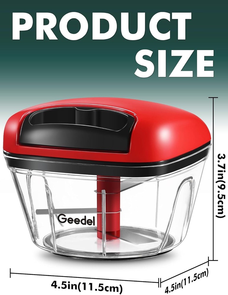 Manual Food Processor Vegetable Cutter, Geedel Pull Chopper with String, Food Ch