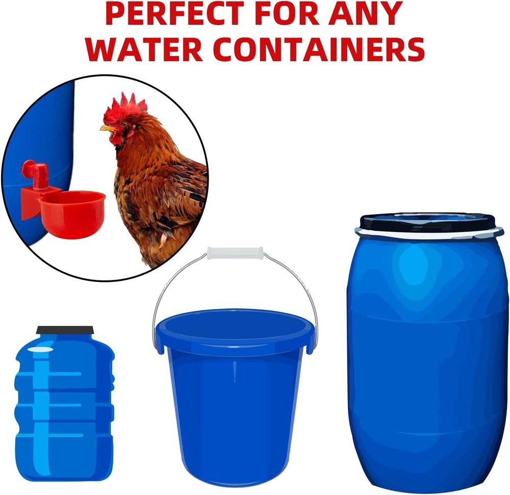 8Pcs Automatic Water Cups Poultry Drinker Waterer Chicken Ducks Quail Drinking