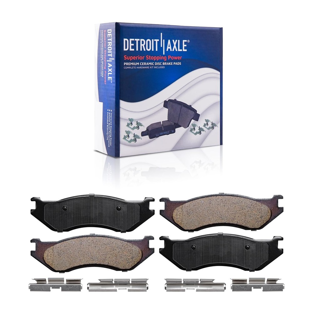 Front and Rear Ceramic Brake Pads with Hardware for Dodge Durango Ram 1500 Van