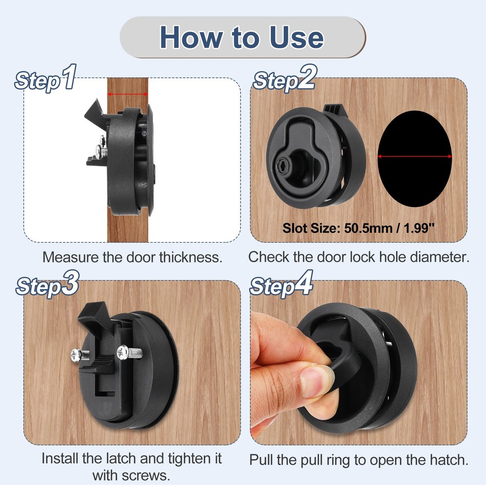 4Pcs Boat Hatch Latch, Slam Latch Hatch Flush Mount Pull Latches, White