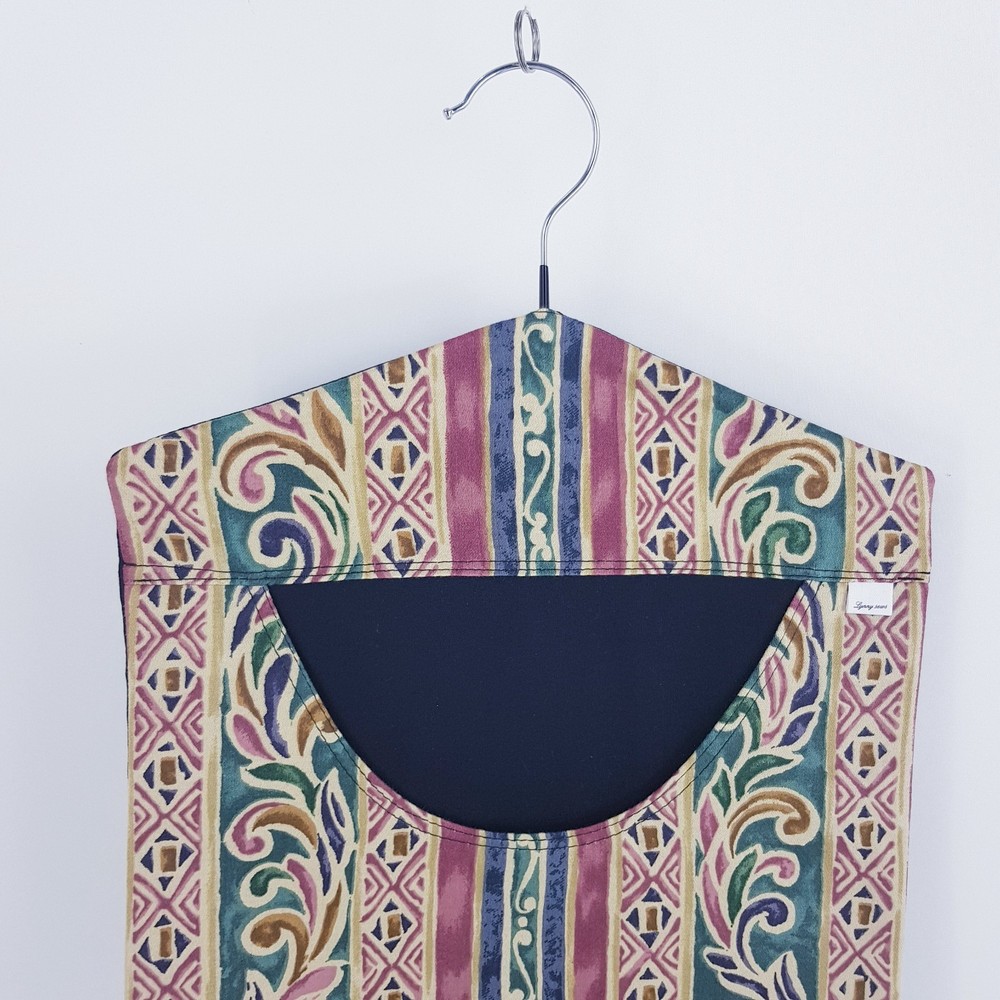 Peg Bag Handmade Beige Red Patterned Striped Lined Laundry Clothes Peg Holder