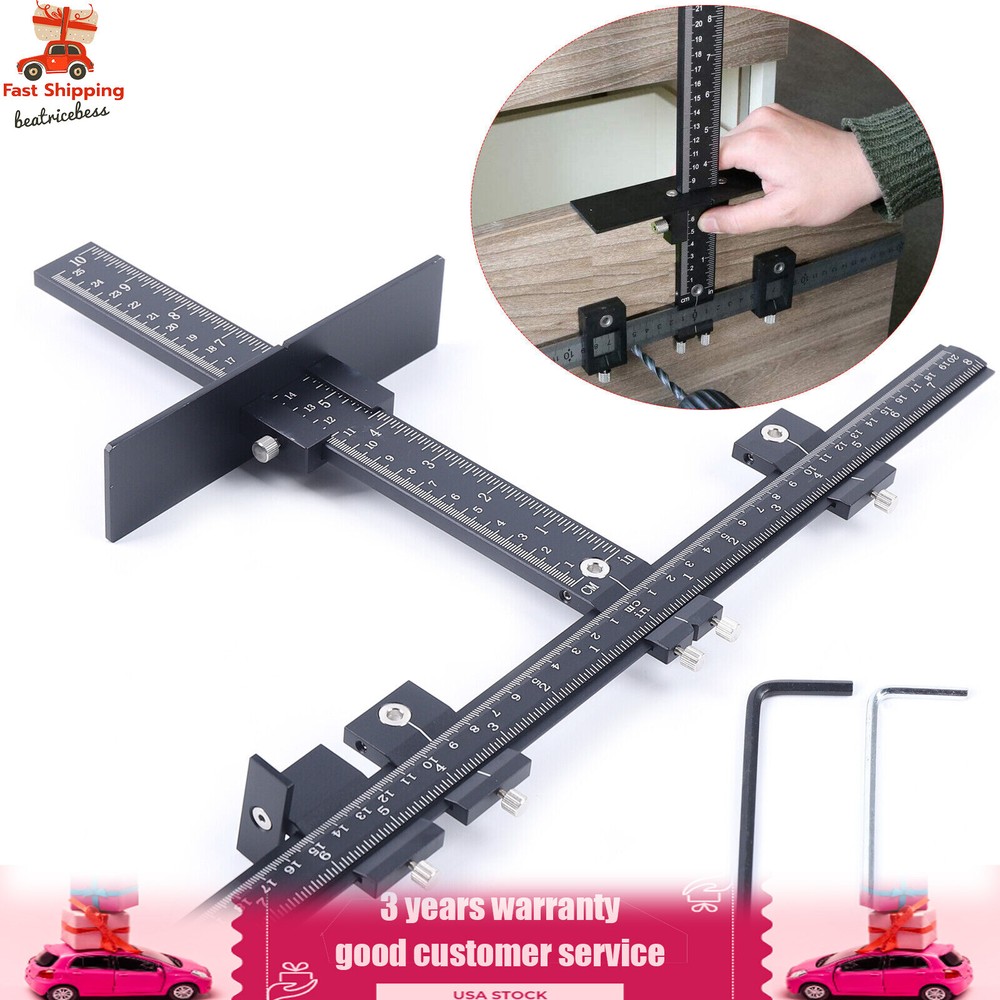 Adjustable Position Ruler Cabinet Hardware Installation Jig Woodworking Tools US