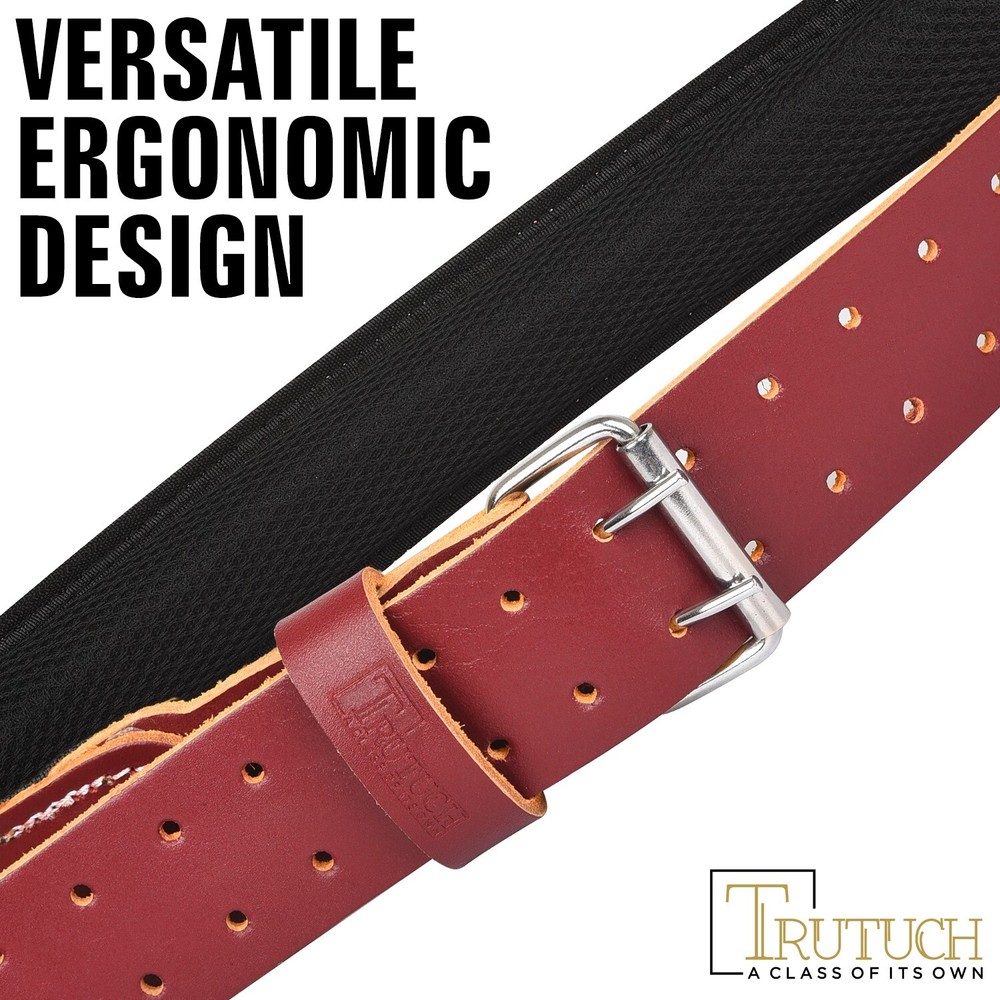 Trutuch Brown Leather Foam Padded Work Belt 2.5" | Work Tool Belt