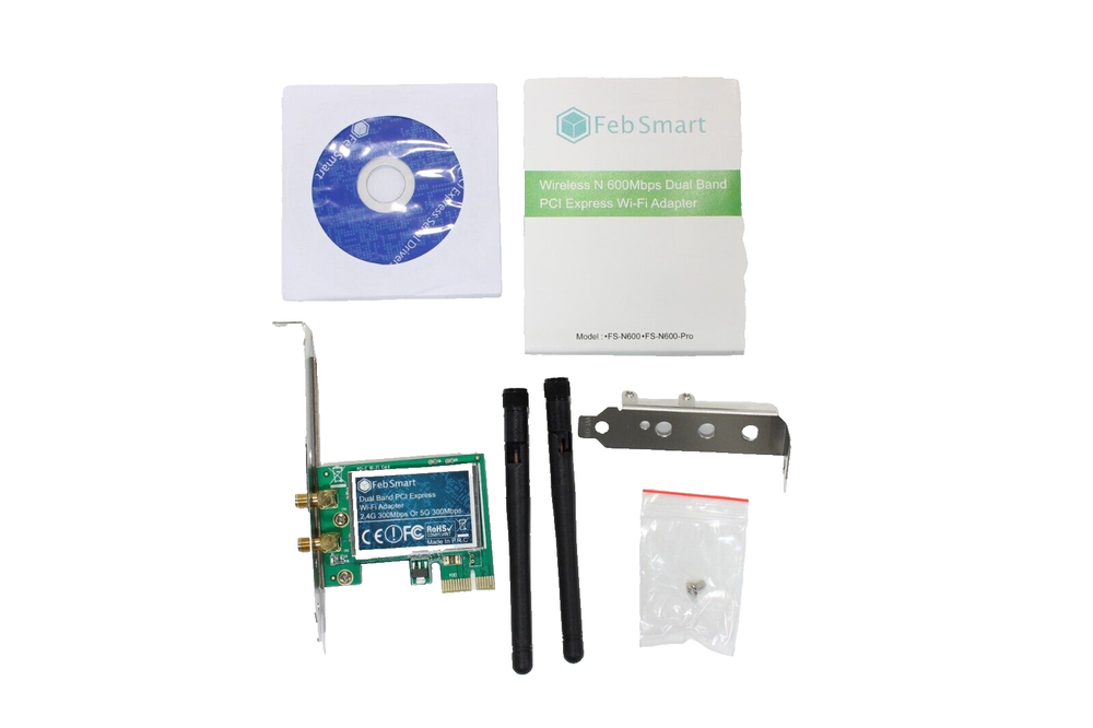 FebSmart FS-N600 Basic Edition PCI-E Wireless Card V3 300 Mbps WiFi Adapter Card