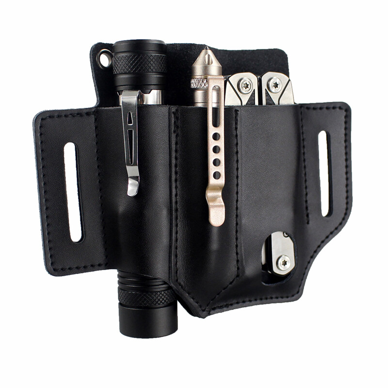 Multitools Portable Belt Pouch Leather EDC Pouch for Flashlight Pen Knife