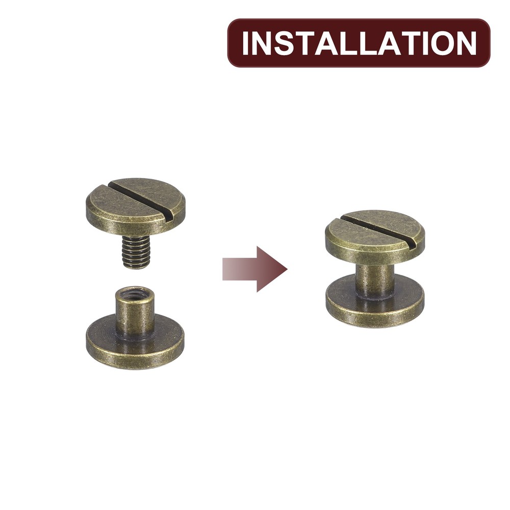 30Pack Brass Chicago Screws 3x10mm Post Nail Stud Rivets for Craft Bronze