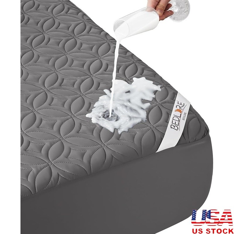 Quilted Waterproof King Mattress Protector Deep Pocket Soft Breathable Noiseless