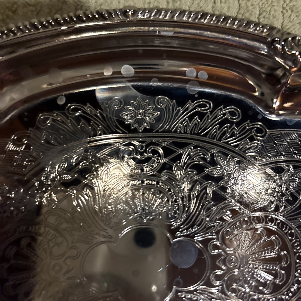 Vintage Oval Ornate Etched Small Serving Platter