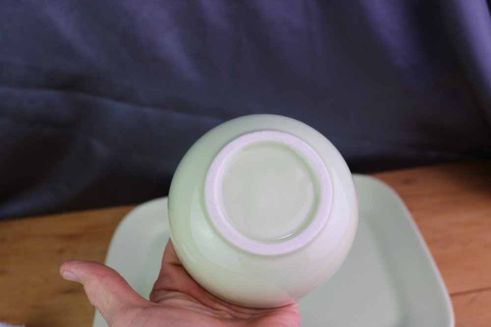 Hartstone Chartreuse Smooth Pitcher Sugar Bowl Lid Rectangle Tray Dinnerware USA