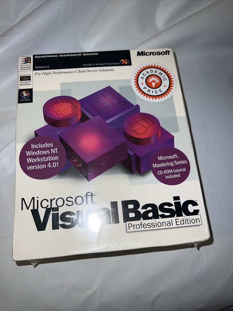 Microsoft Visual Basic Professional Edition Version 5.0 Academic New Sealed
