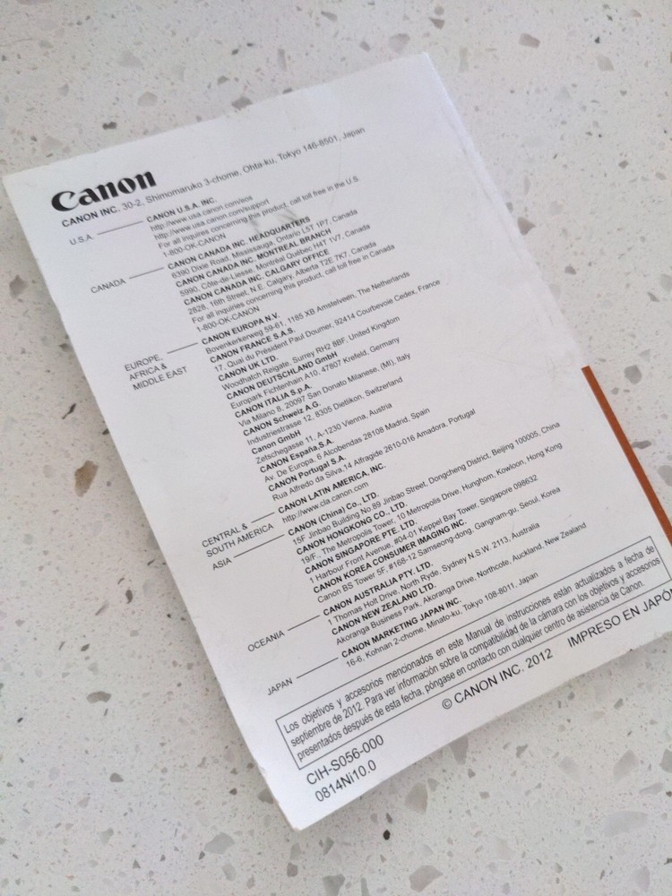 Canon EOS 6D Original Manual In Spanish