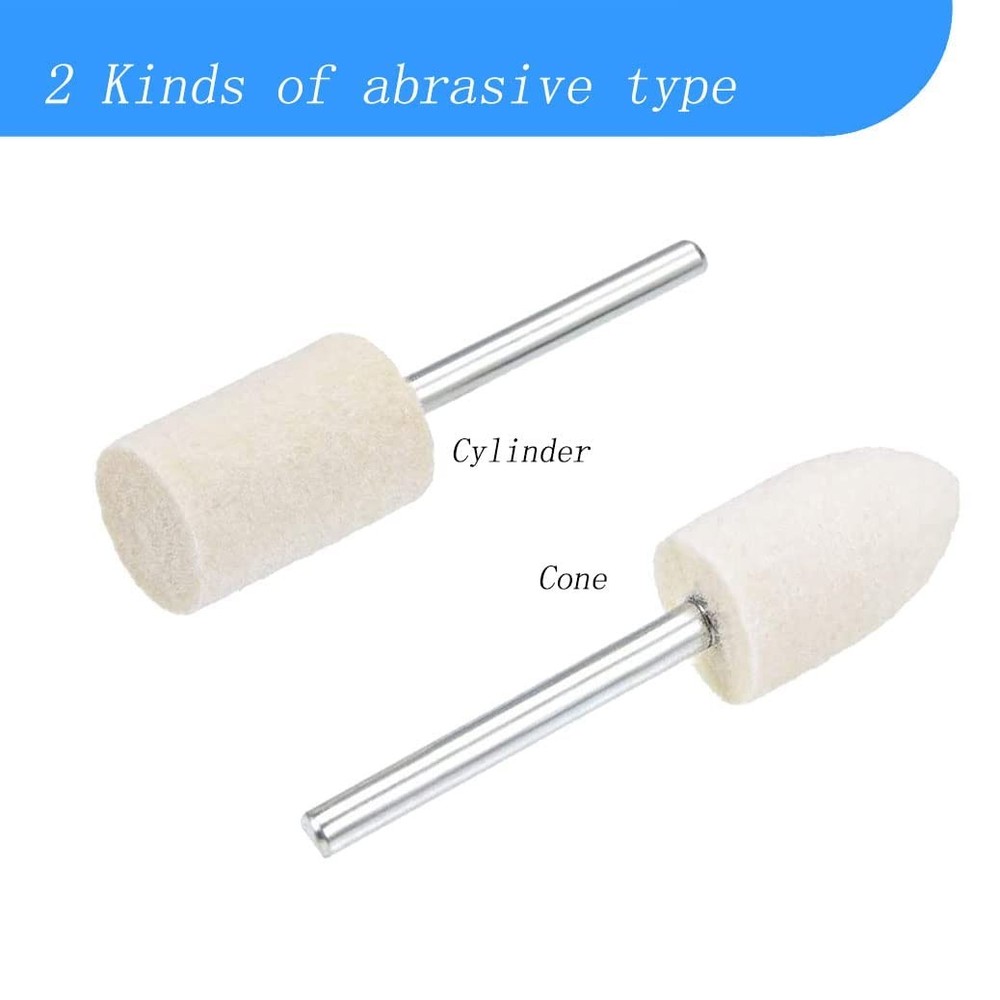 100 Pcs Compressed Wool Felt Polishing Head Tool Buffing Wheel for Dremel Rot...