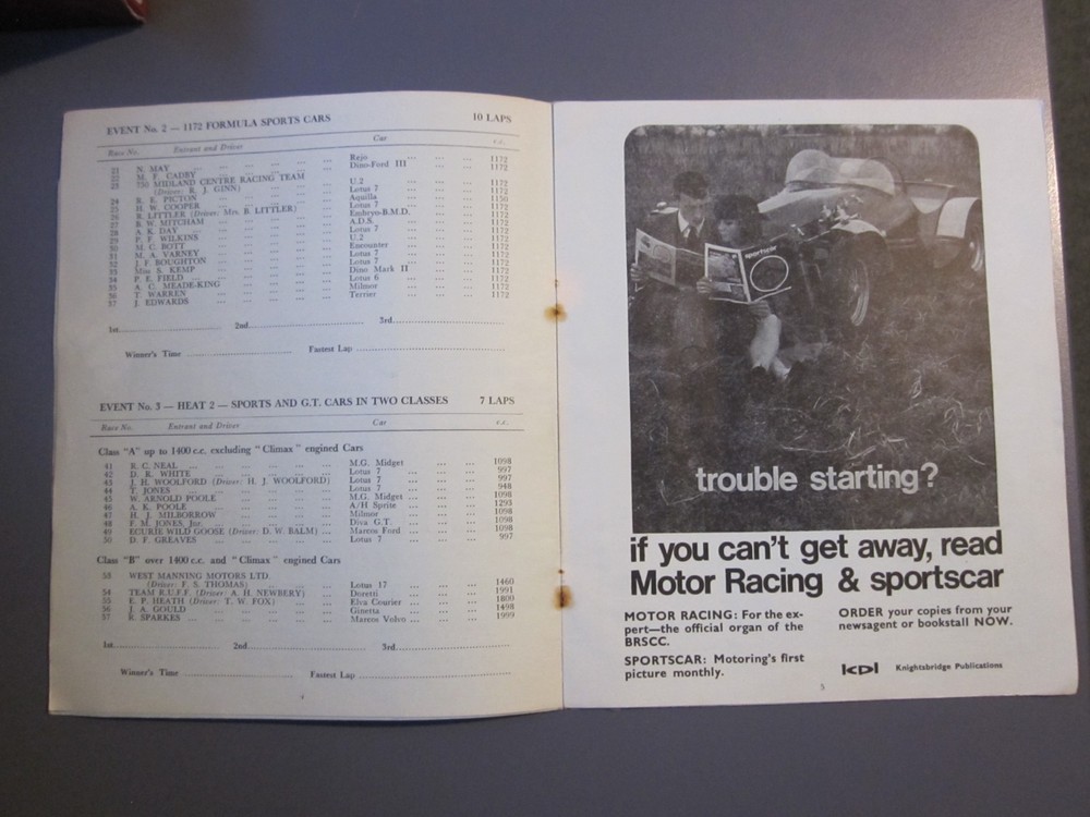 Castle Combe motor racing programmes