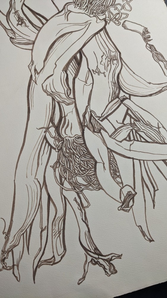 Fritz Kreidt, tree composition, drawing, unsigned