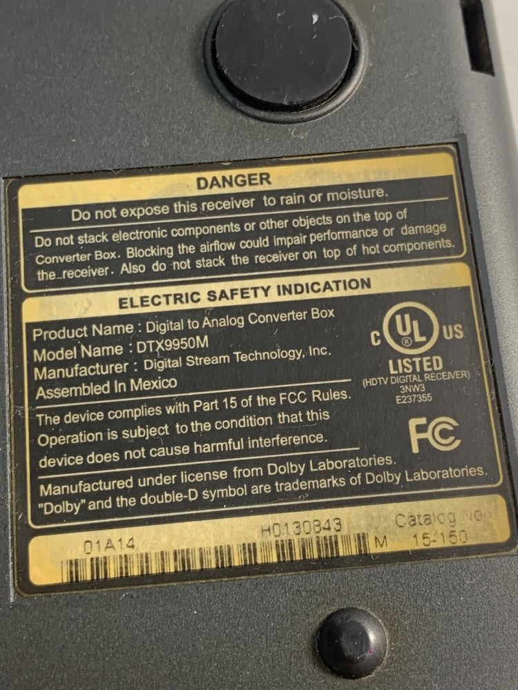 Digital Stream DTX9950 Analog Pass Through Converter Box No Remote Powers On